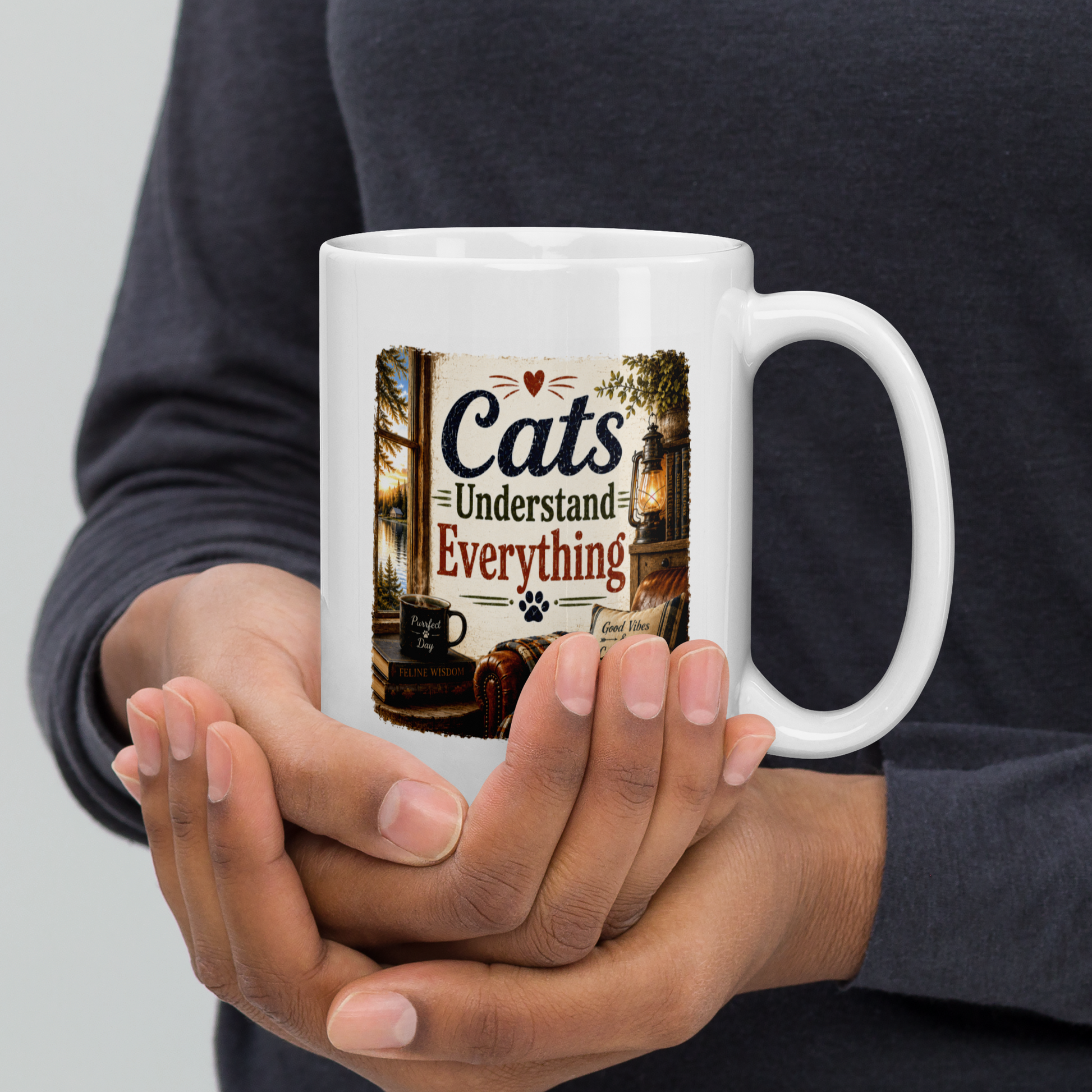 Cats understand everything personalized mug, cosy gift for cat lovers who relate