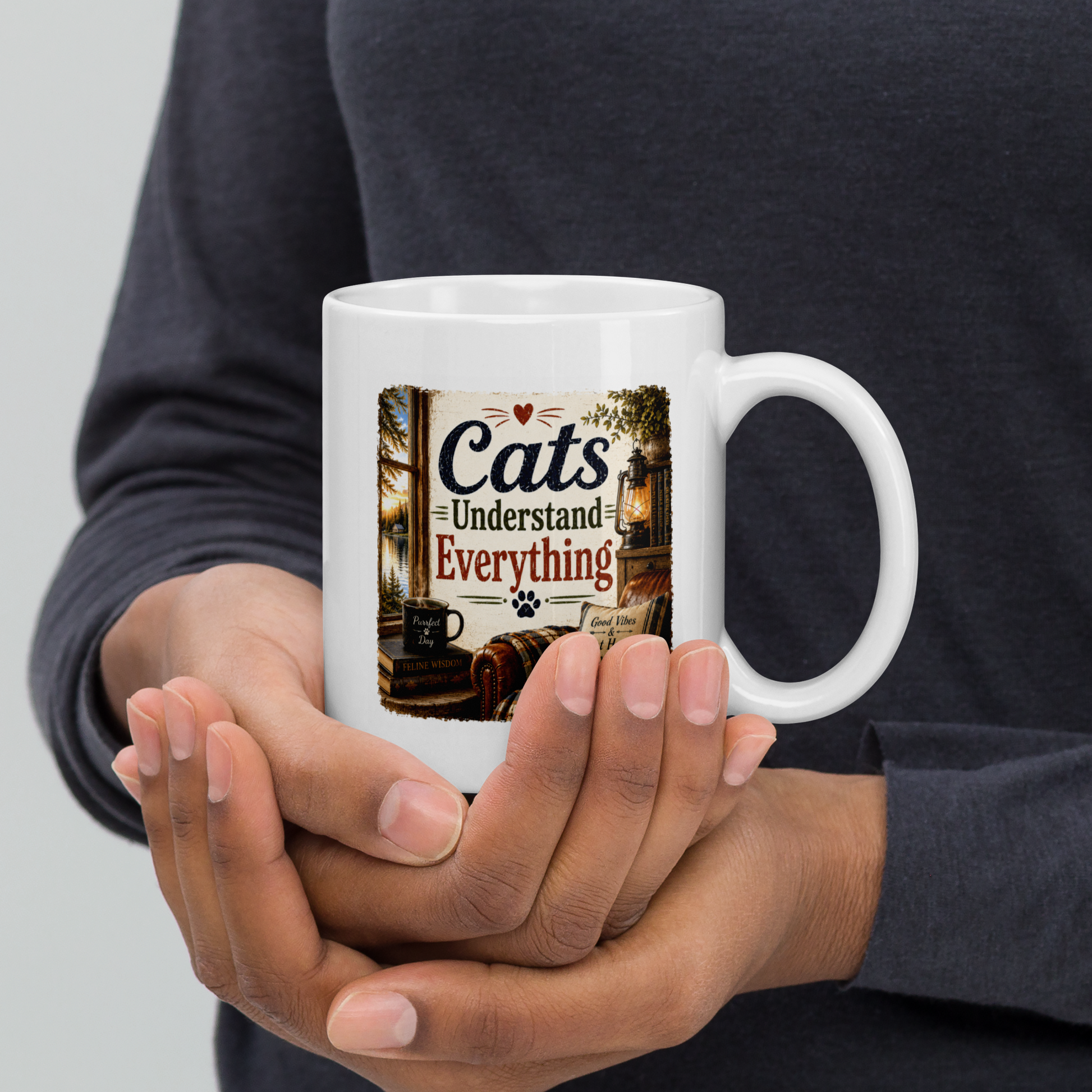 Cats understand everything personalized mug, cosy gift for cat lovers who relate