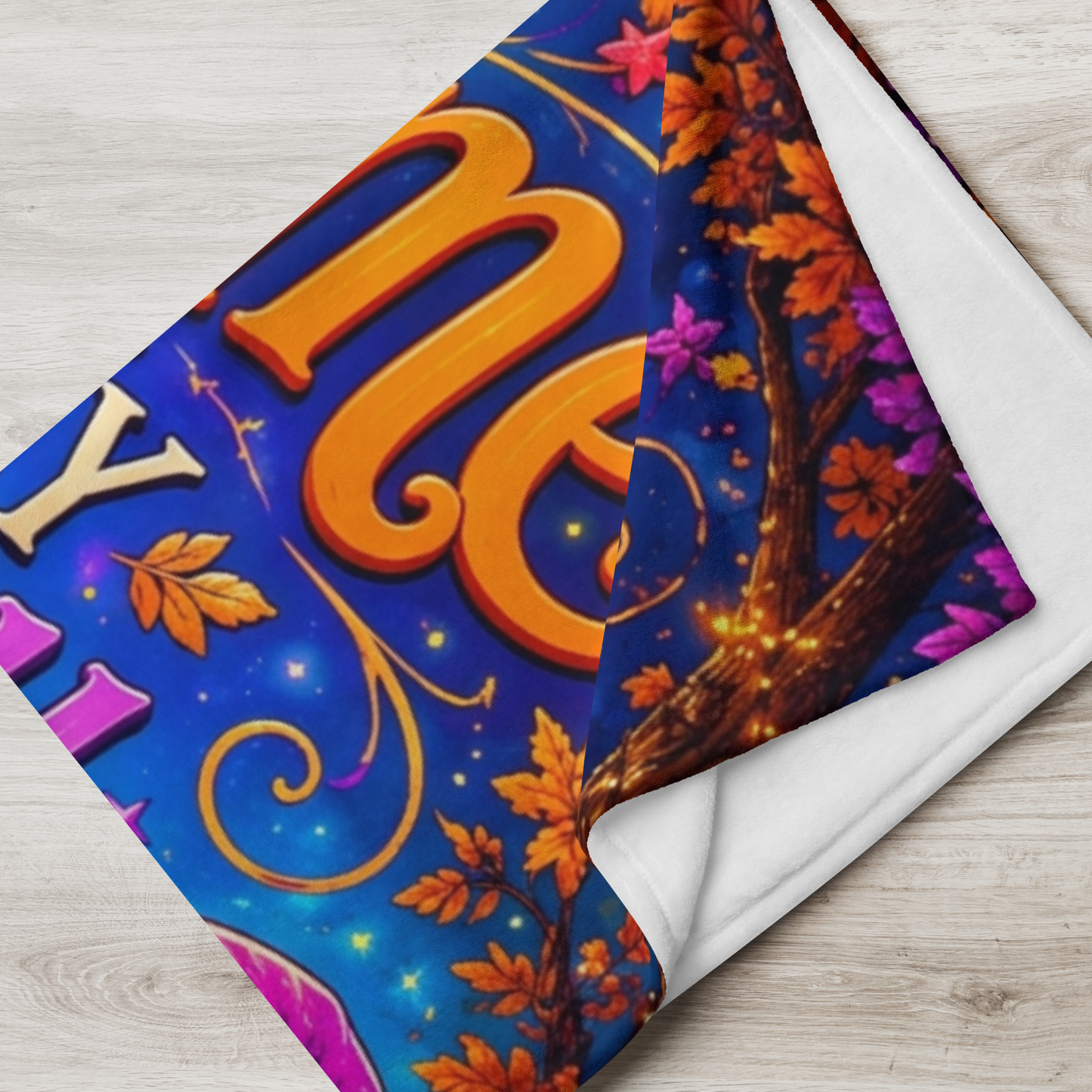 Home Is My Happy Haunt Velveteen Blanket - Ghost with House Mug and Cozy Cottage Jack-o-Lantern