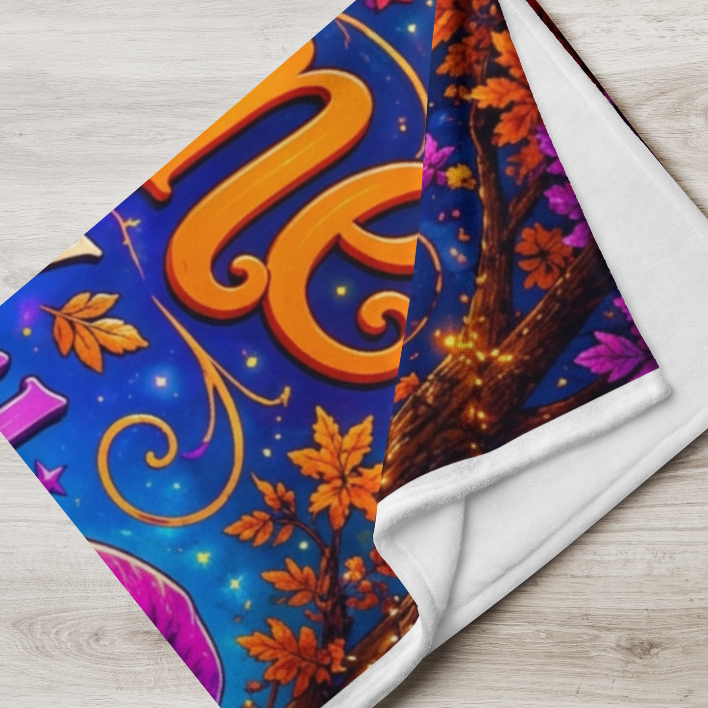 Home Is My Happy Haunt Velveteen Blanket - Ghost with House Mug and Cozy Cottage Jack-o-Lantern
