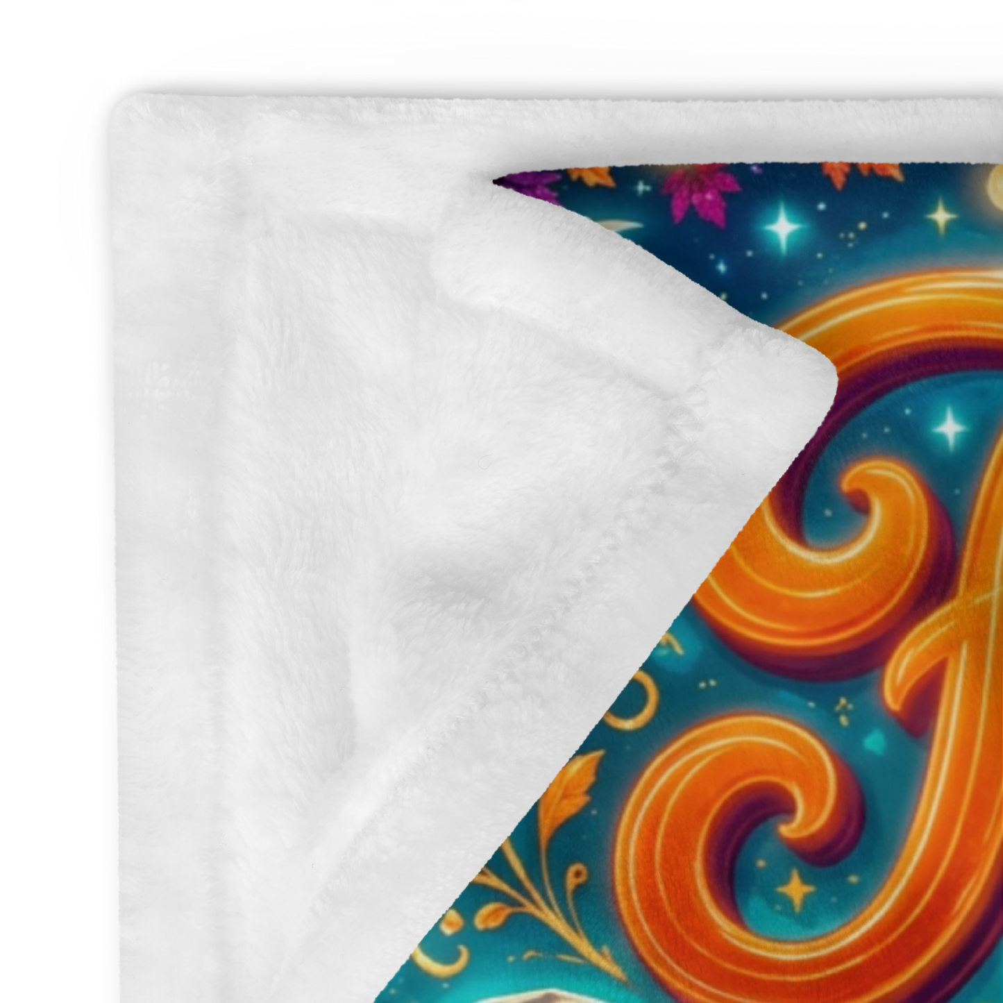 Fall Into Joy Velveteen Blanket - Ghost with Arms Raised in Delight with Pumpkins and Cozy Cottage