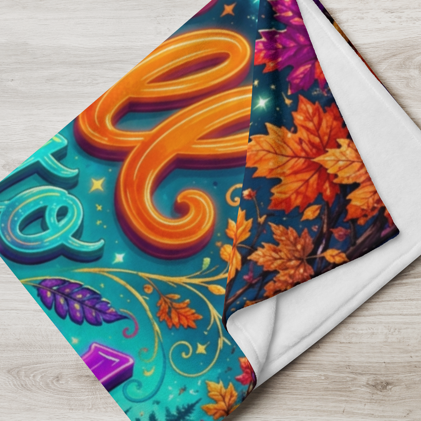 Fall Into Joy Velveteen Blanket - Ghost with Arms Raised in Delight with Pumpkins and Cozy Cottage