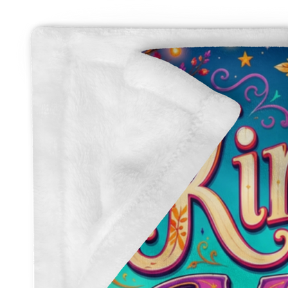 Kindness Is Magic Velveteen Blanket - Ghost with Star Wand and Be Kind Spread Joy Make Magic Sign