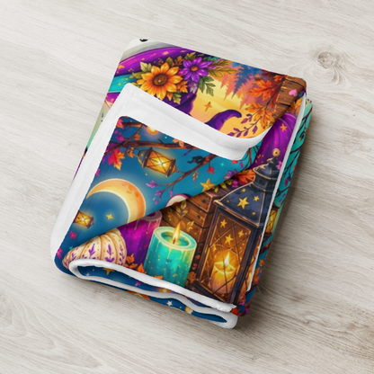 Kindness Is Magic Velveteen Blanket - Ghost with Star Wand and Be Kind Spread Joy Make Magic Sign