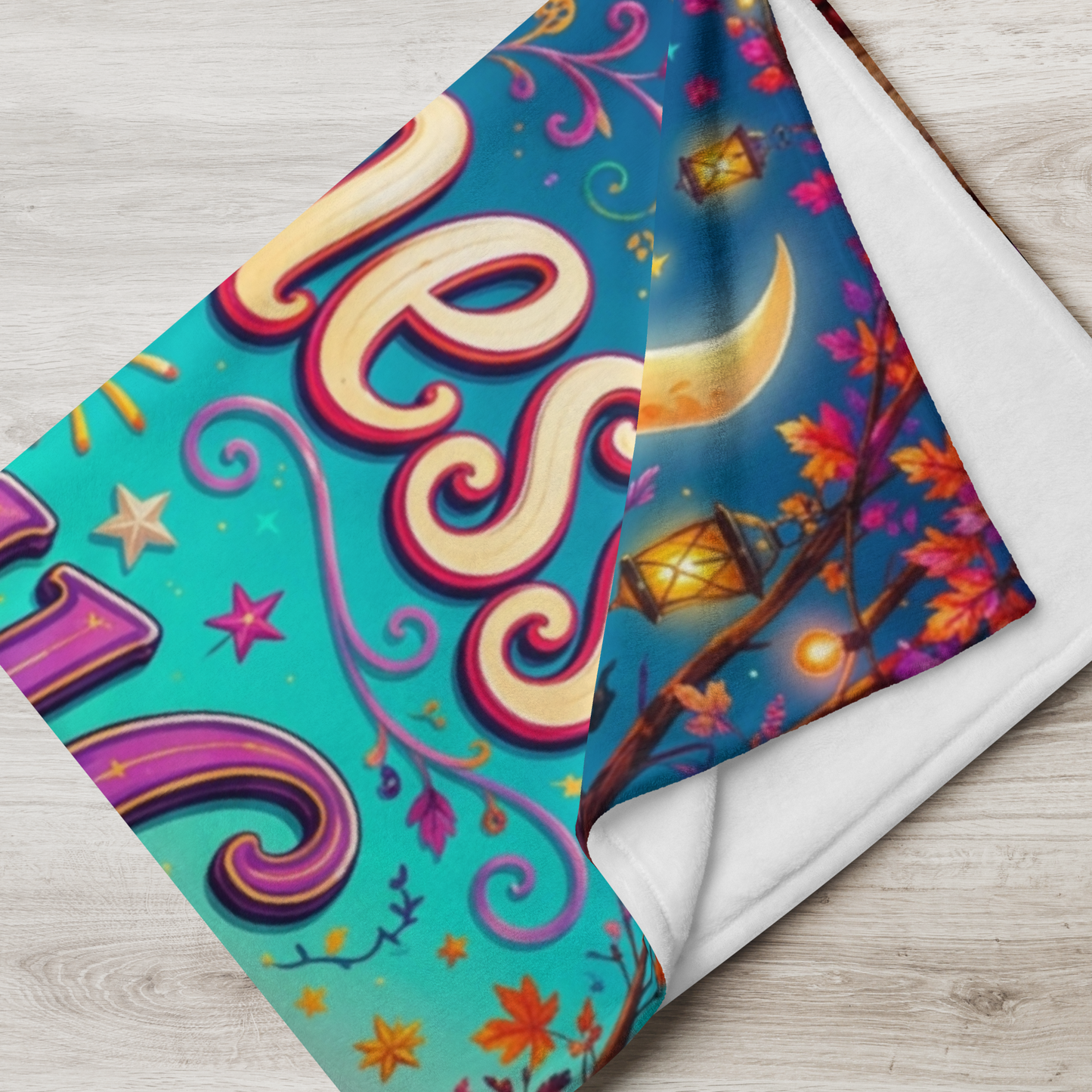 Kindness Is Magic Velveteen Blanket - Ghost with Star Wand and Be Kind Spread Joy Make Magic Sign