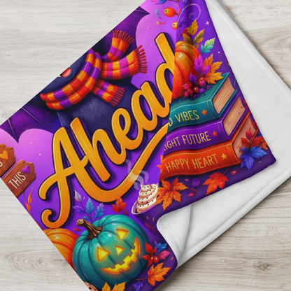 Bat-ter Days Ahead Velveteen Blanket - Bat with Stay Positive You've Got This Sign and Good Vibes Books