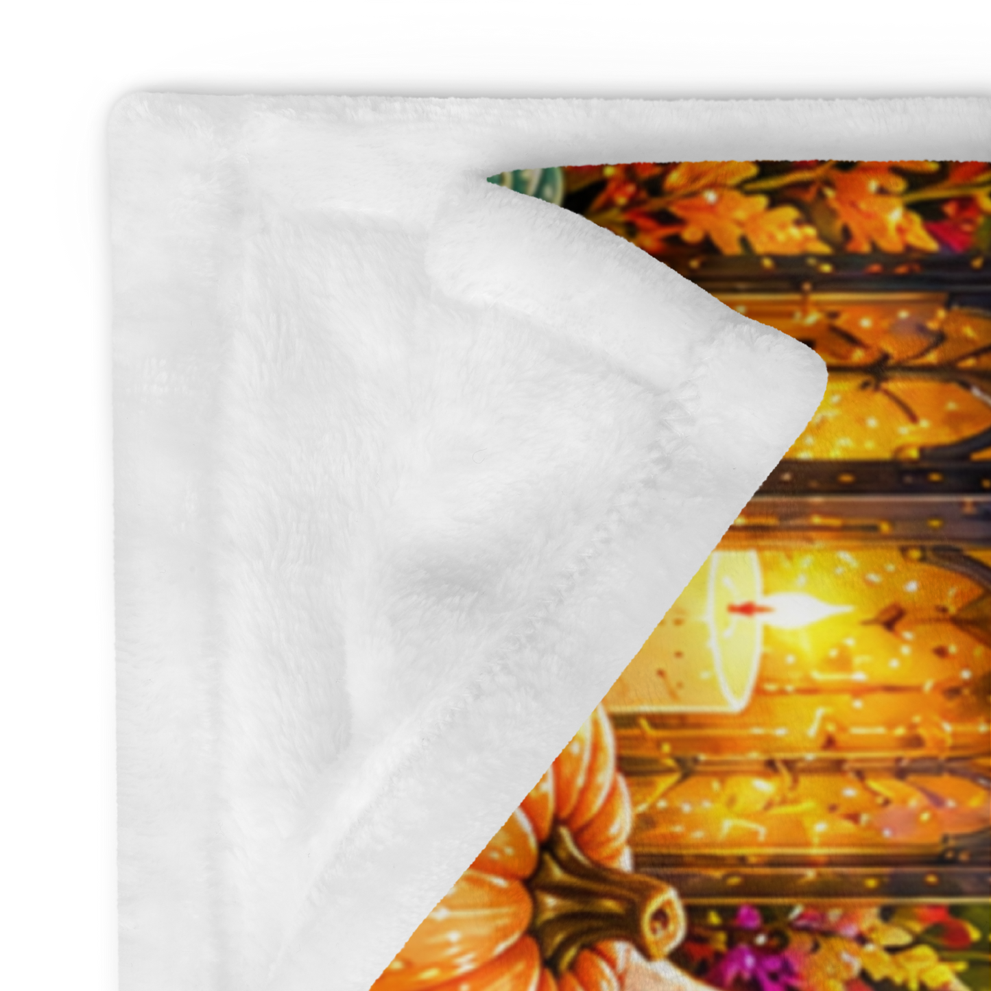Harvesting Happiness Velveteen Blanket - Ghost with Pumpkin Basket and Be Grateful Find Joy Spread Kindness Sign
