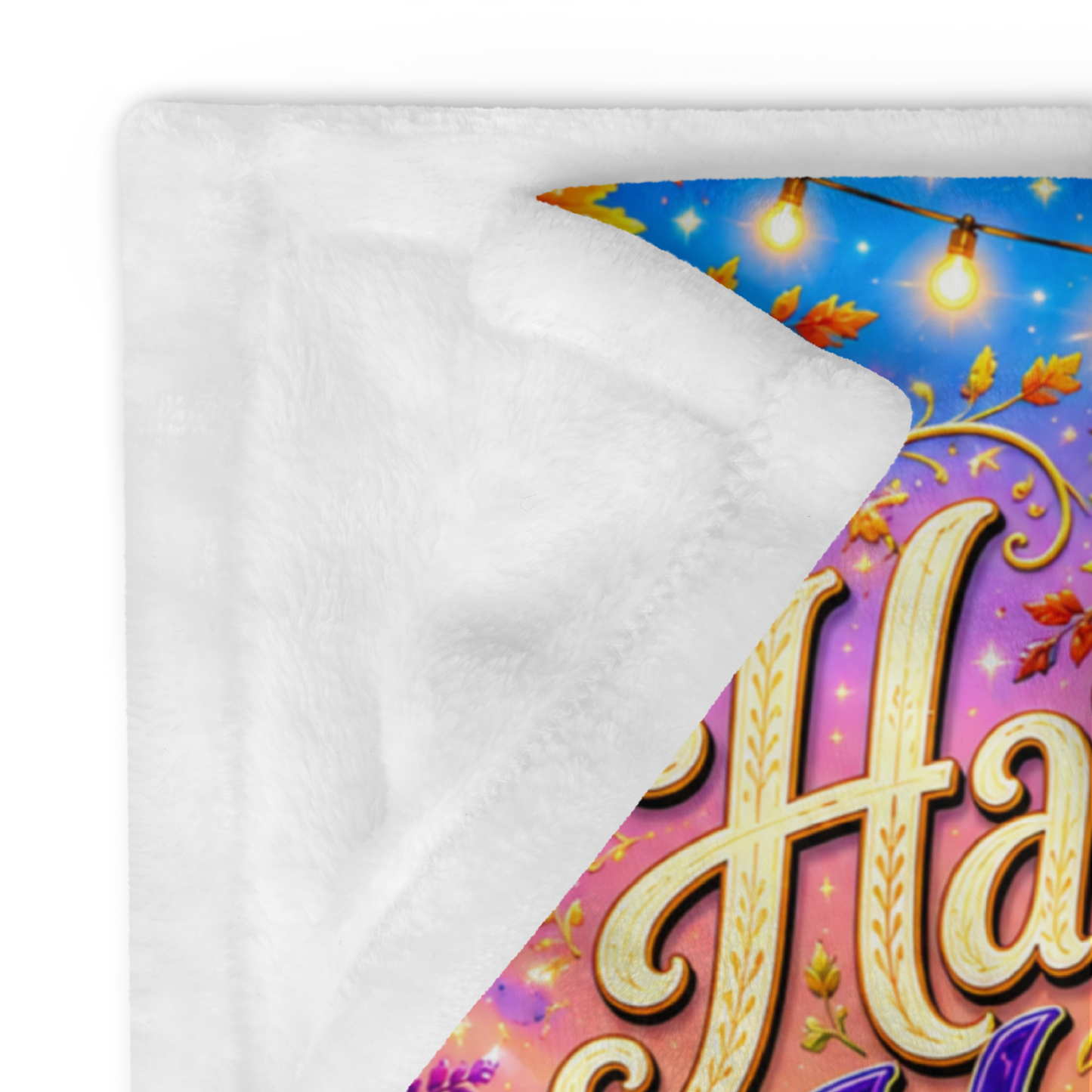 Harvesting Happiness Velveteen Blanket - Ghost with Pumpkin Basket and Be Grateful Find Joy Spread Kindness Sign
