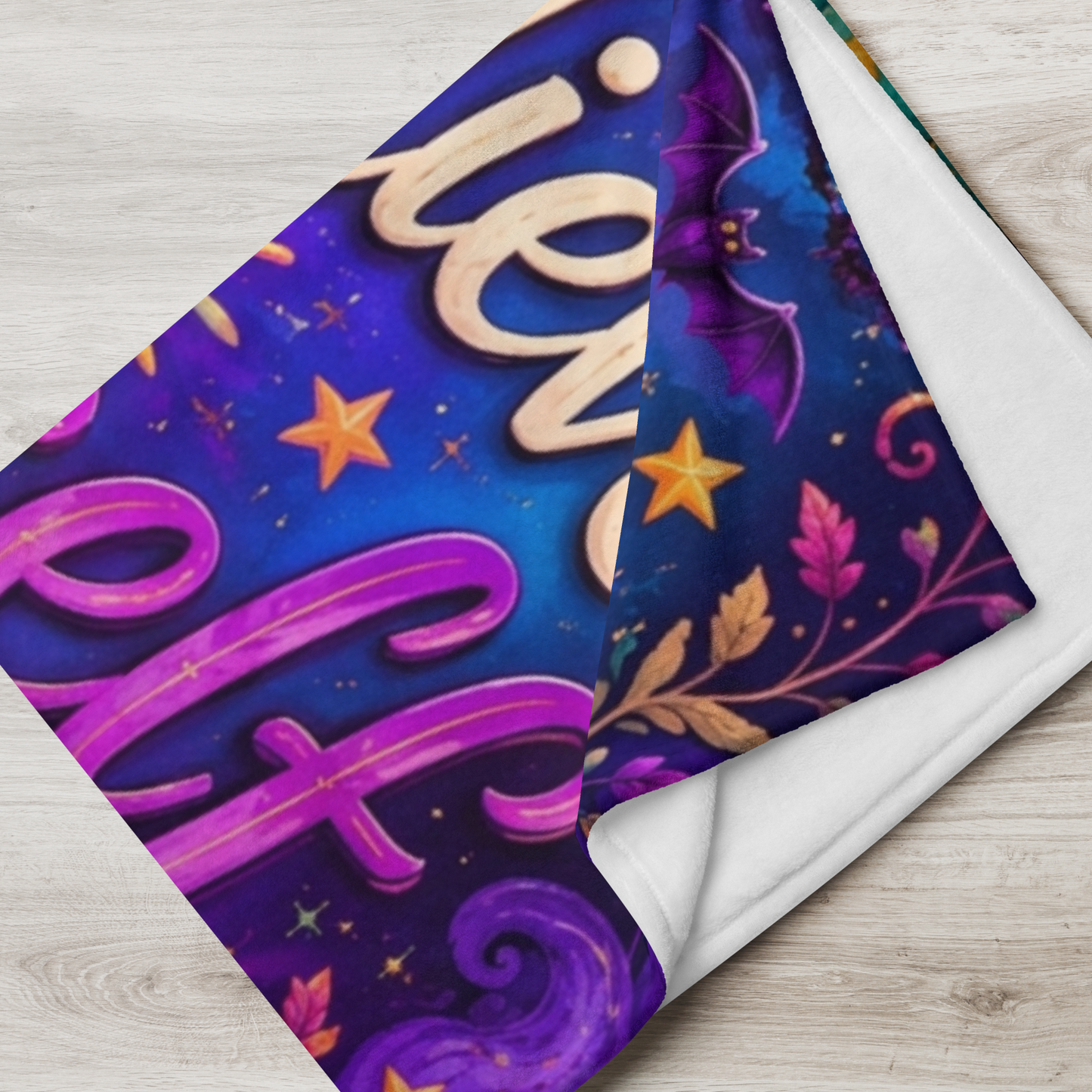 Boo-lieve in Yourself Velveteen Blanket - Ghost with Star Wand and Believe in Magic Book Dream Big Sign