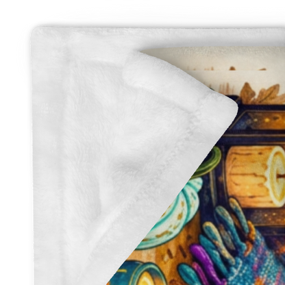 Cozy Is My Costume Velveteen Blanket - Ghost with Warm Heart Happy Soul Journal and Cozy Spells Books