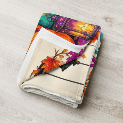 Witch Better Take a Break Velveteen Blanket - Witch with Self Care is Magic Pillow and Good Vibes Cauldron
