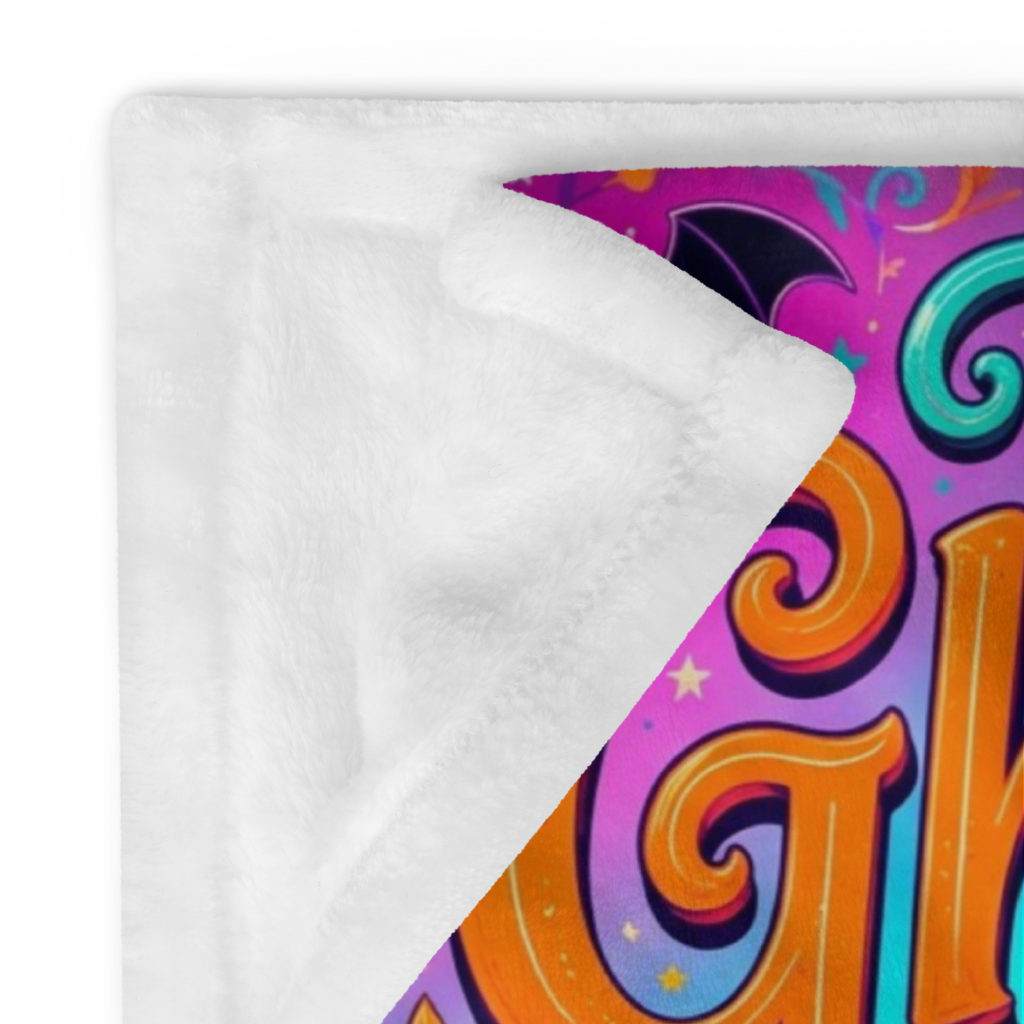 Too Ghoul for Negativity Velveteen Blanket - Ghost with Peace Sign and Good Vibes Spooky But Kind Books