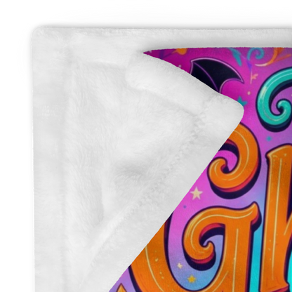 Too Ghoul for Negativity Velveteen Blanket - Ghost with Peace Sign and Good Vibes Spooky But Kind Books