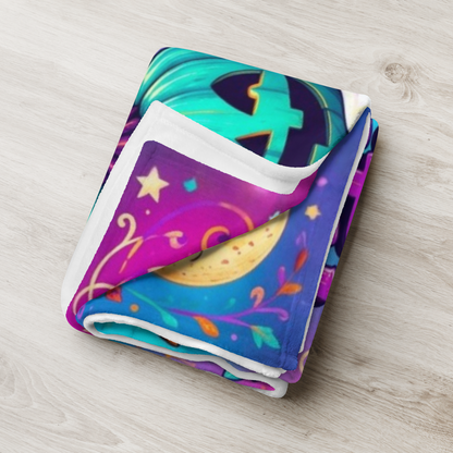 Too Ghoul for Negativity Velveteen Blanket - Ghost with Peace Sign and Good Vibes Spooky But Kind Books