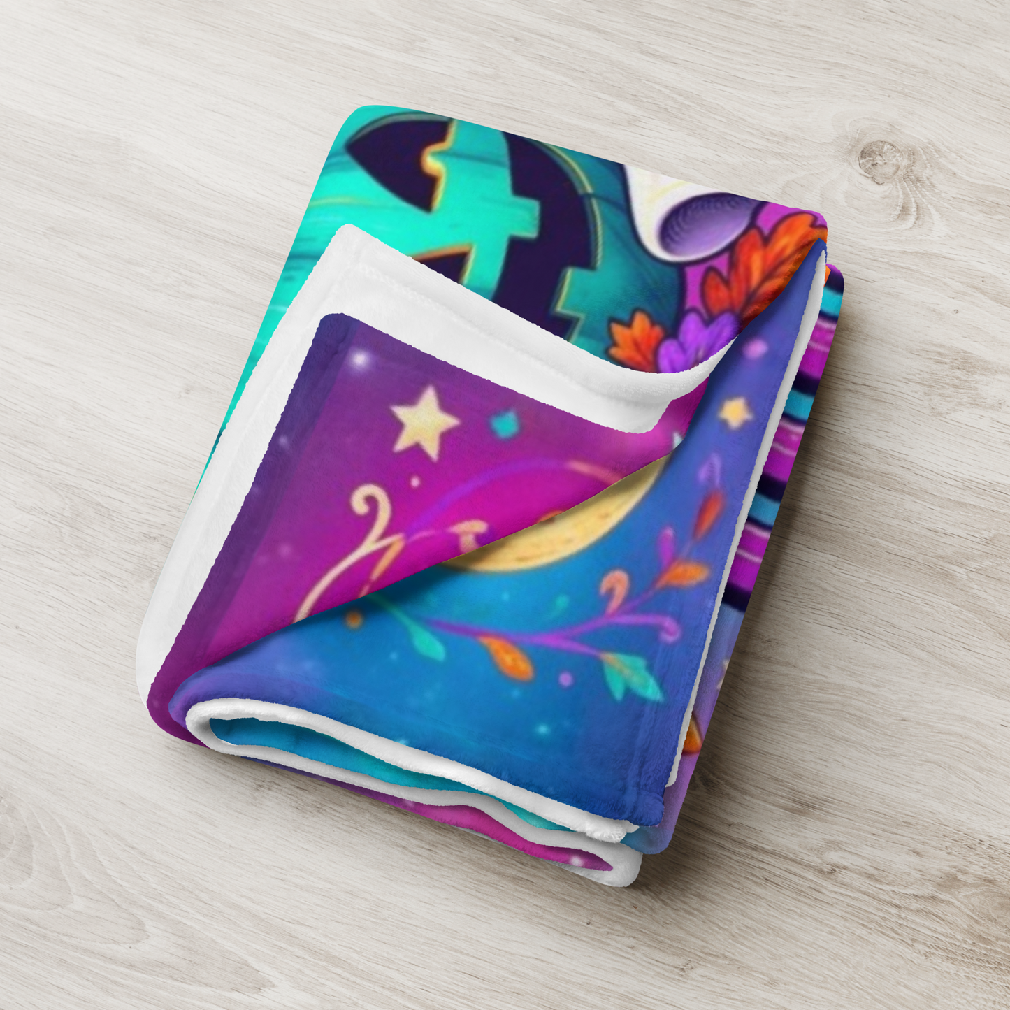 Too Ghoul for Negativity Velveteen Blanket - Ghost with Peace Sign and Good Vibes Spooky But Kind Books