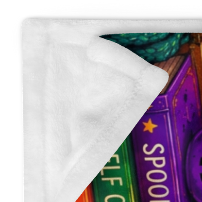 Boo to Burnout Velveteen Blanket - Ghost with Rest Recharge Repeat Mug and Self Care Boundaries Books