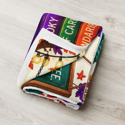 Boo to Burnout Velveteen Blanket - Ghost with Rest Recharge Repeat Mug and Self Care Boundaries Books
