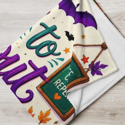 Boo to Burnout Velveteen Blanket - Ghost with Rest Recharge Repeat Mug and Self Care Boundaries Books