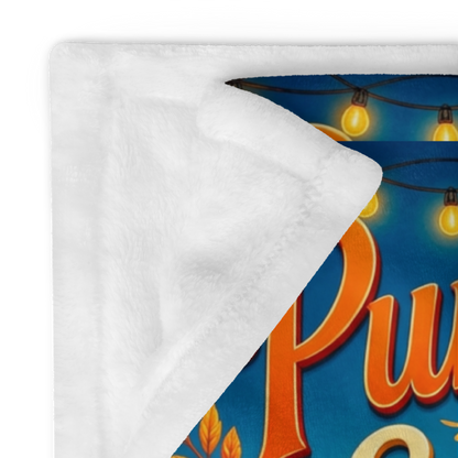 Pumpkin Spice & Peace of Mind Velveteen Blanket - Ghost with Pumpkin Latte and Cozy Spells Candle