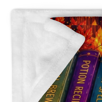 Rest Is Magic Velveteen Blanket - Sleepy Pumpkin Witch with Daily Spells Books and Moon Candle