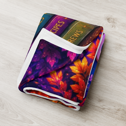 Rest Is Magic Velveteen Blanket - Sleepy Pumpkin Witch with Daily Spells Books and Moon Candle