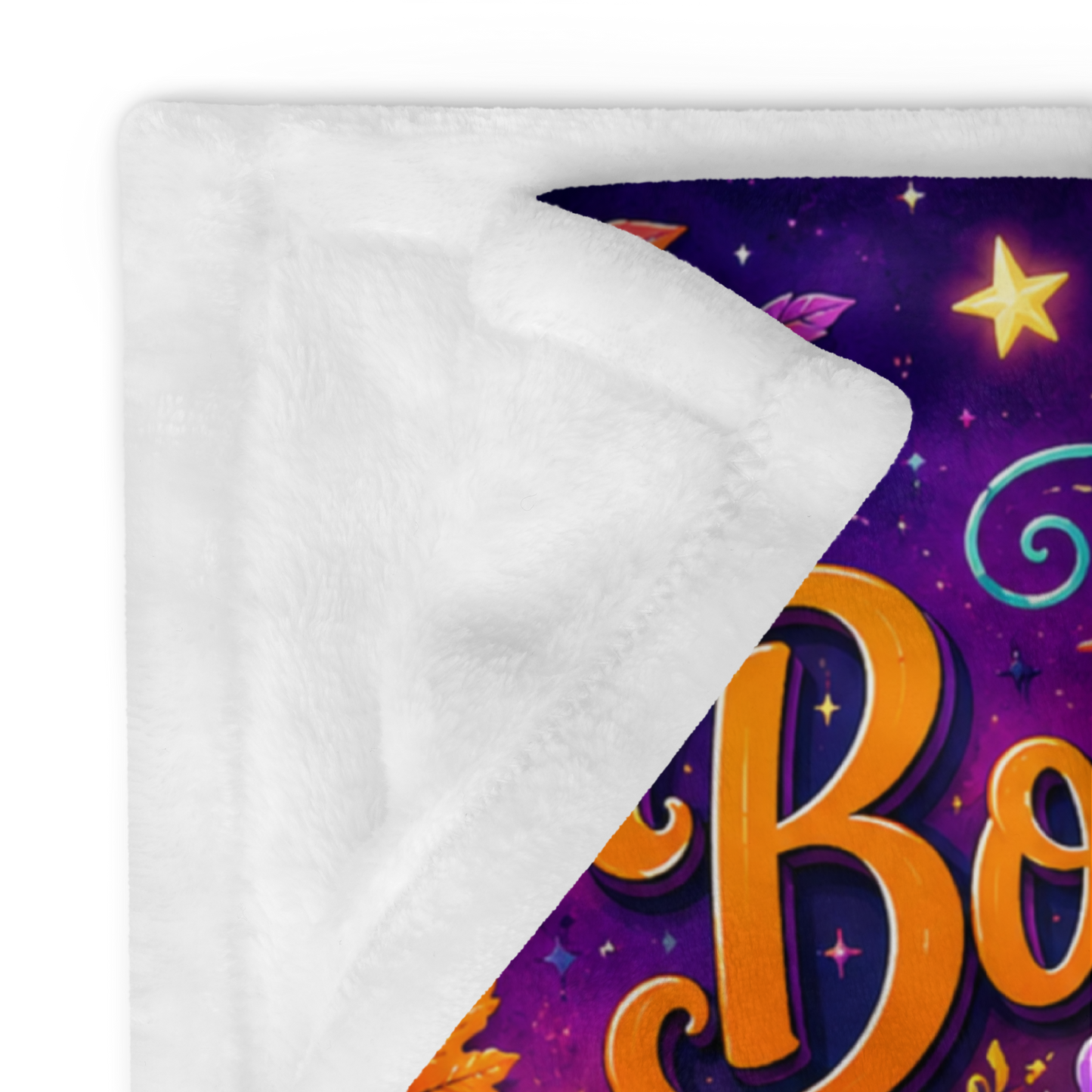 Boo-tiful Inside and Out Velveteen Blanket - Ghost with Floral Witch Hat and Heart Pumpkin