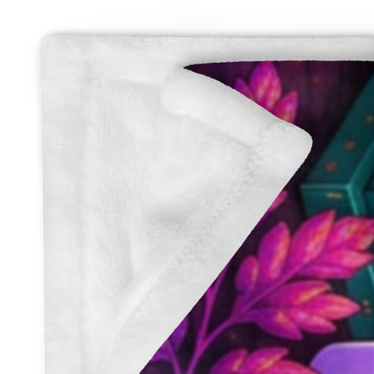 Batty About Self-Care Velveteen Blanket - Cozy Bat with Breathe Relax Unwind Candle and Rest Recharge Rise Books