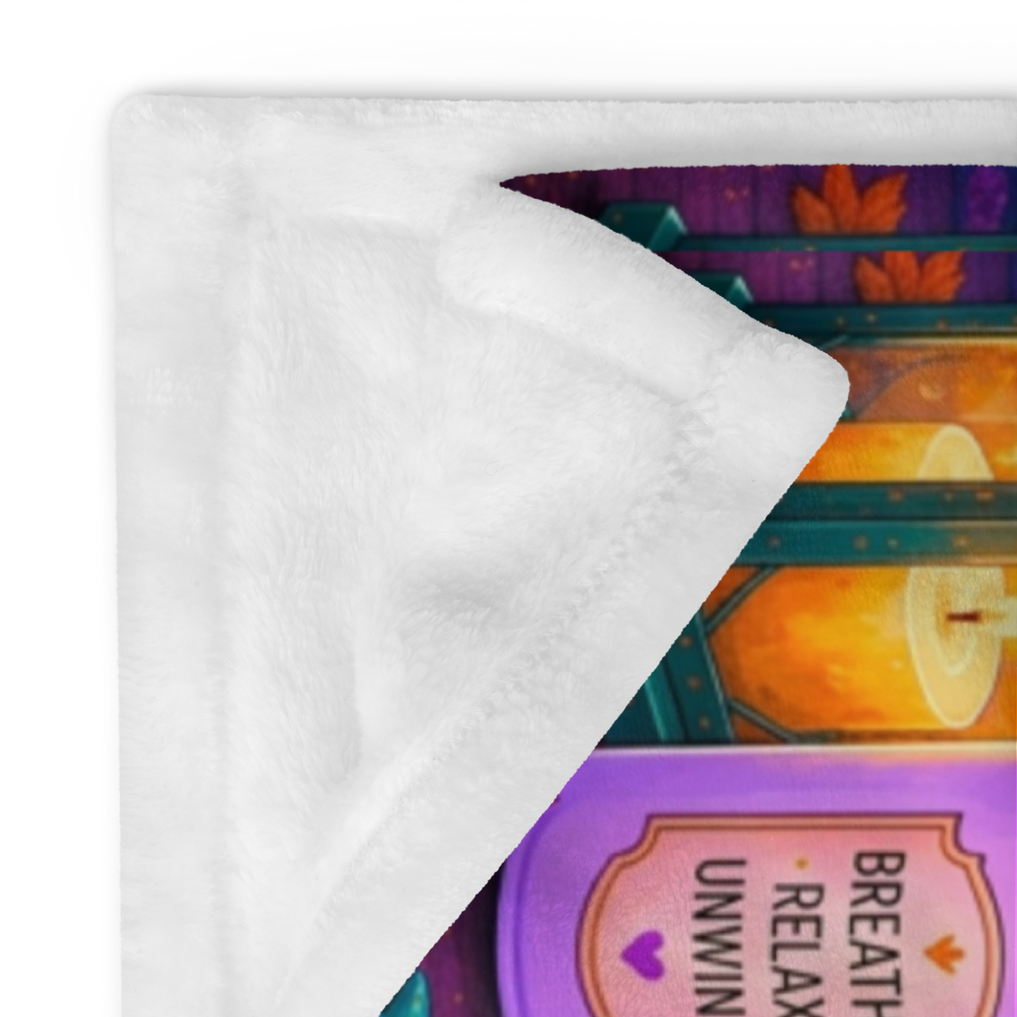 Batty About Self-Care Velveteen Blanket - Cozy Bat with Breathe Relax Unwind Candle and Rest Recharge Rise Books