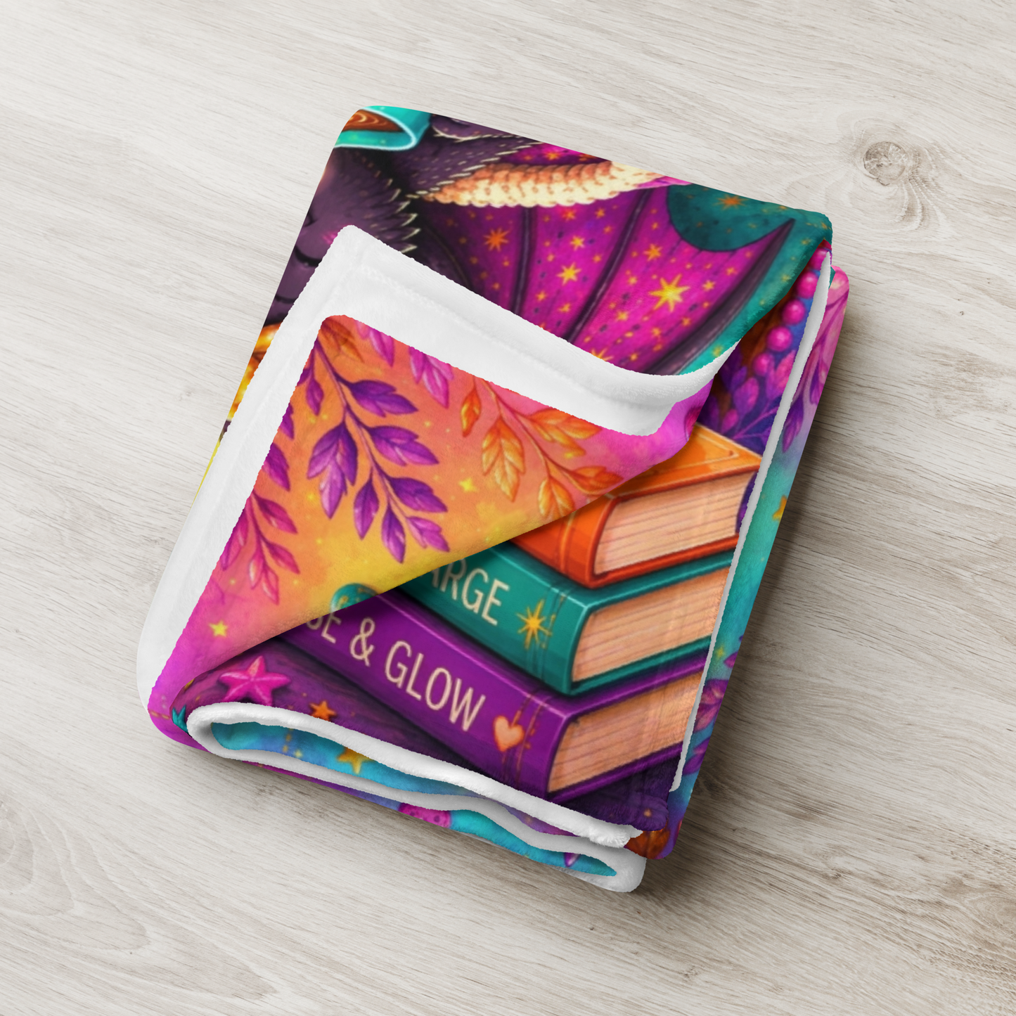 Batty About Self-Care Velveteen Blanket - Cozy Bat with Breathe Relax Unwind Candle and Rest Recharge Rise Books