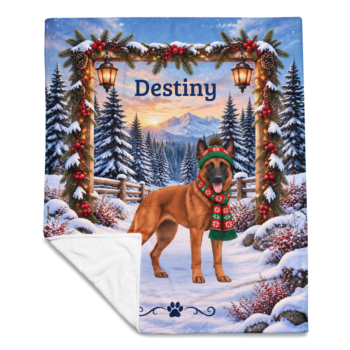 Belgian Malinois (Red Coat) - Personalized Dog Lover Blanket, Custom Name Plush Winter Sofa Throw