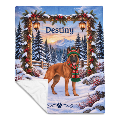 Belgian Malinois (Red Coat) - Personalized Dog Lover Blanket, Custom Name Plush Winter Sofa Throw