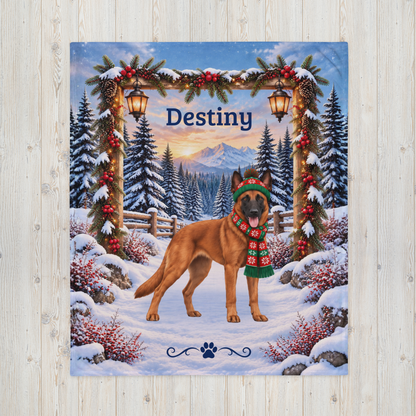 Belgian Malinois (Red Coat) - Personalized Dog Lover Blanket, Custom Name Plush Winter Sofa Throw