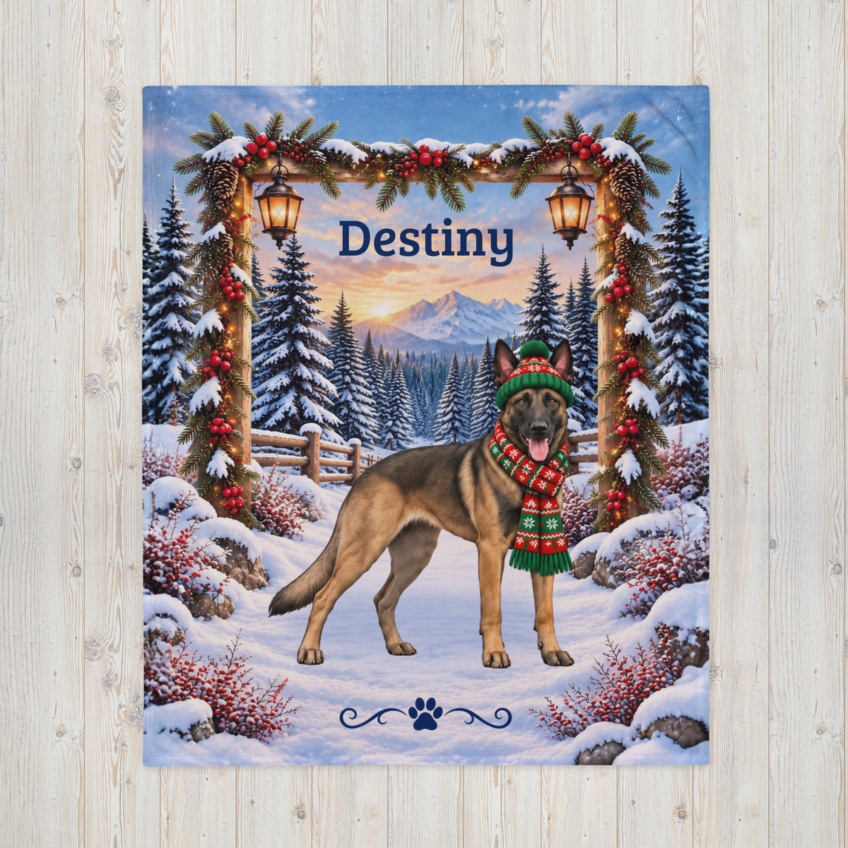Belgian Malinois (Fawn Sable Coat) - Personalized Winter Keepsake Blanket, Custom Mali Lover Throw