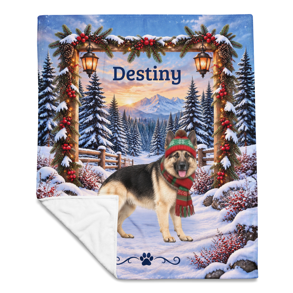 German Shepherd (Black & Cream Coat) - Personalized Winter Blanket, Custom Name Velveteen Throw - MySisterIsAsurvor
