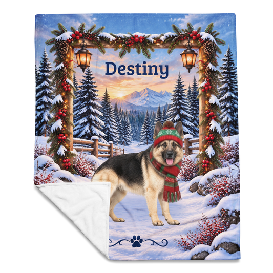 German Shepherd (Black & Cream Coat) - Personalized Winter Blanket, Custom Name Velveteen Throw - MySisterIsAsurvor