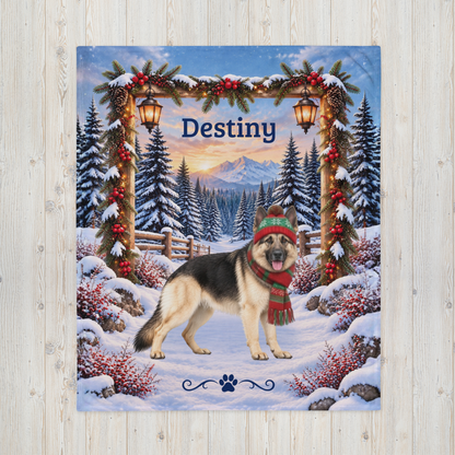 German Shepherd (Black & Cream Coat) - Personalized Winter Blanket, Custom Name Velveteen Throw - MySisterIsAsurvor