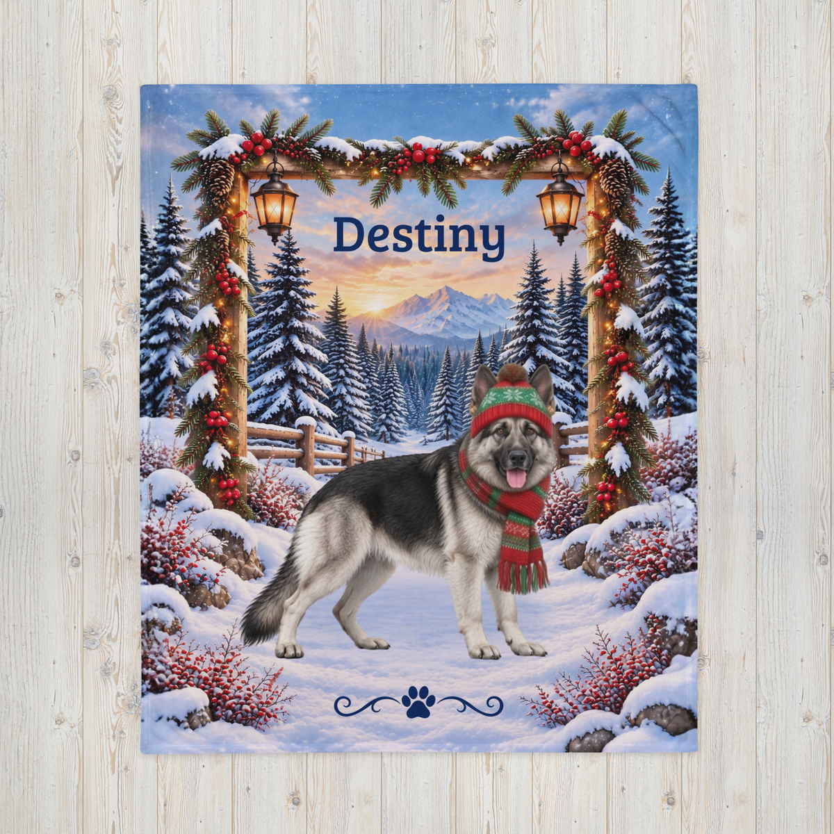 German Shepherd (Black & Silver Coat) - Personalized Winter Velveteen Throw, Custom Name Blanket - MySisterIsAsurvor