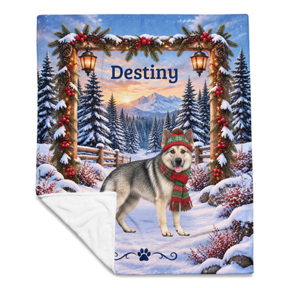 German Shepherd (Maskless Silver Sable Coat) - Personalized Winter Blanket, Custom Name Velveteen Throw - MySisterIsAsurvor