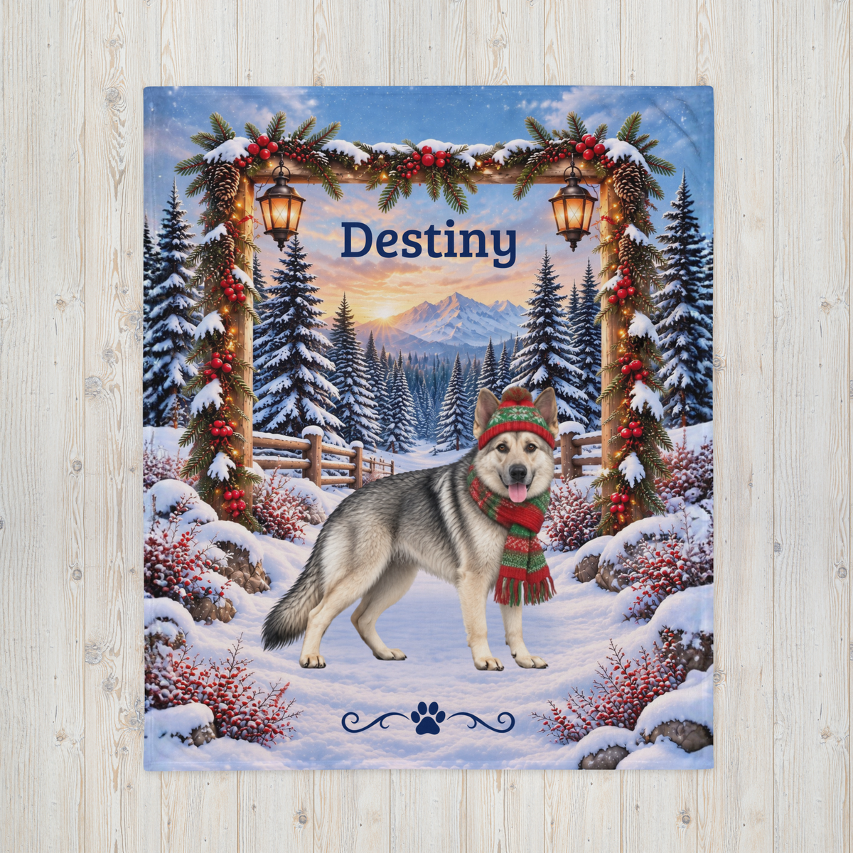 German Shepherd (Maskless Silver Sable Coat) - Personalized Winter Blanket, Custom Name Velveteen Throw - MySisterIsAsurvor