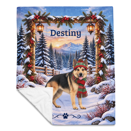 German Shepherd (Reverse Mask Coat) - Personalized Winter Velveteen Blanket, Custom Dog Name Gift - MySisterIsAsurvor