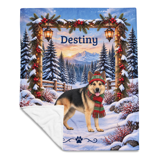German Shepherd (Reverse Mask Coat) - Personalized Winter Velveteen Blanket, Custom Dog Name Gift - MySisterIsAsurvor