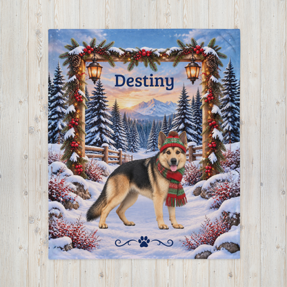 German Shepherd (Reverse Mask Coat) - Personalized Winter Velveteen Blanket, Custom Dog Name Gift - MySisterIsAsurvor
