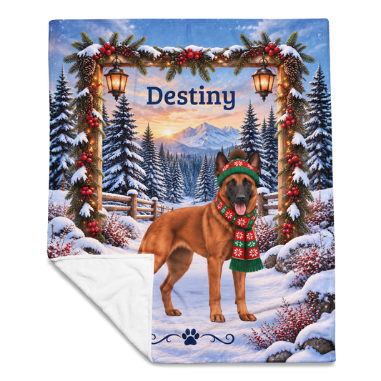 Belgian Malinois (Red Coat) - Personalized Dog Lover Blanket, Custom Name Plush Winter Sofa Throw