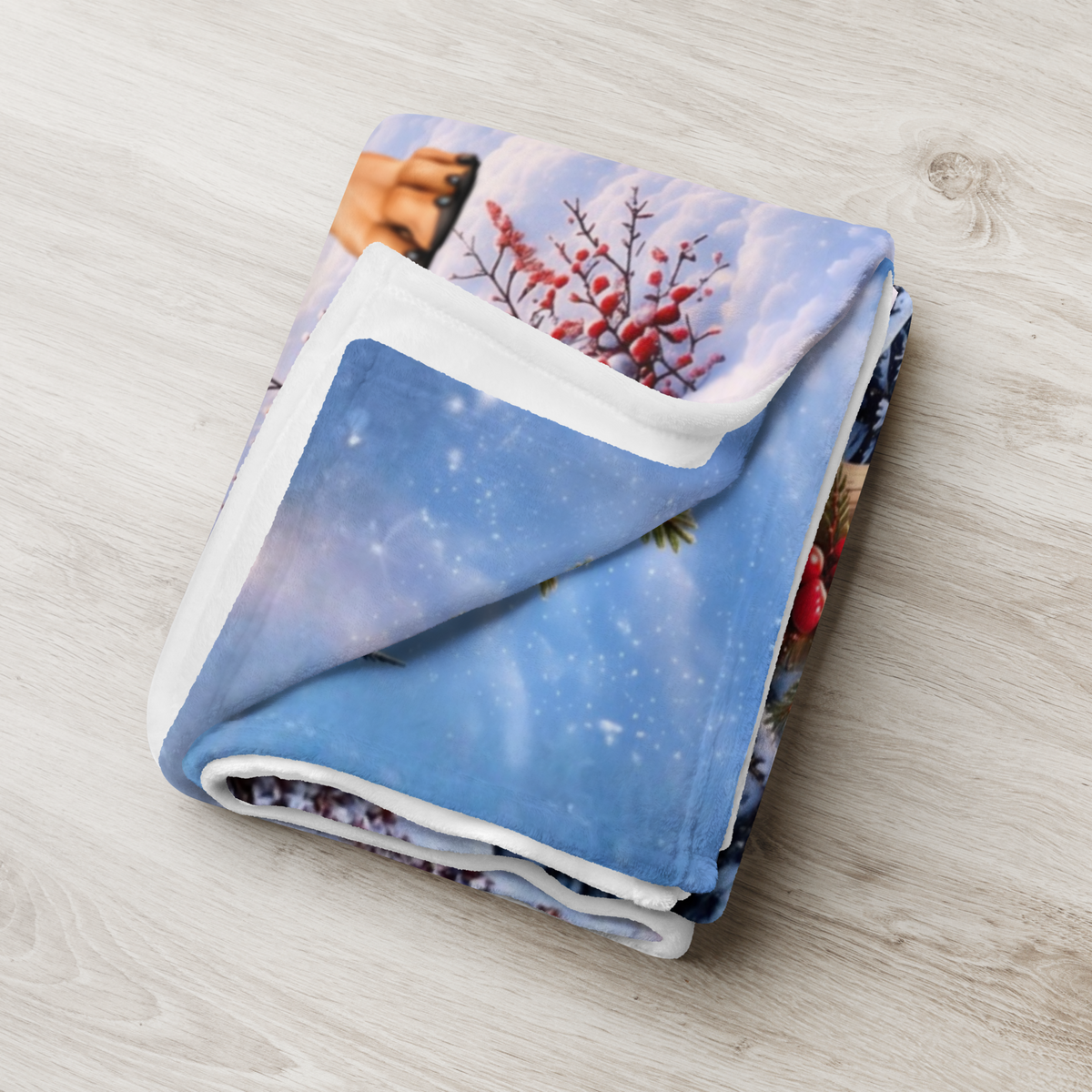 Doberman (Red Fawn Coat) - Personalized Winter Blanket, Snowy Woodland Velveteen Throw