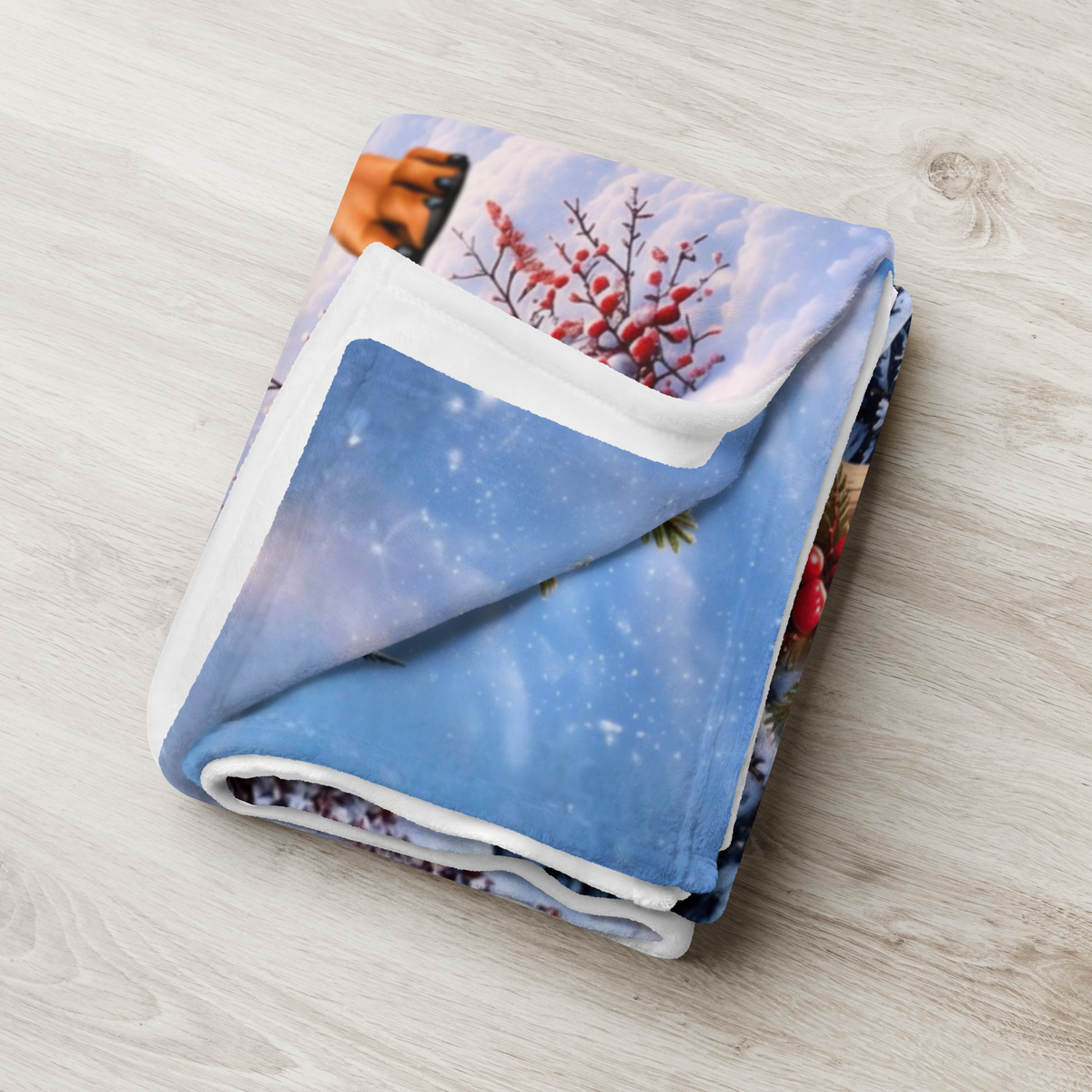 Doberman (Black & Rust Coat) - Personalized Winter Blanket, Lantern Woodland Custom Name Throw