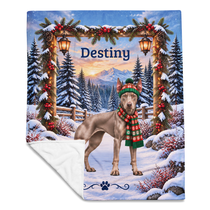 Doberman (Fawn-Isabella Coat) - Personalized Winter Blanket, Custom Name Velveteen Throw