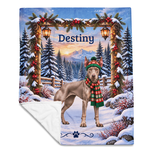 Doberman (Fawn-Isabella Coat) - Personalized Winter Blanket, Custom Name Velveteen Throw