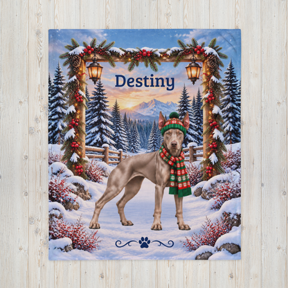 Doberman (Fawn-Isabella Coat) - Personalized Winter Blanket, Custom Name Velveteen Throw