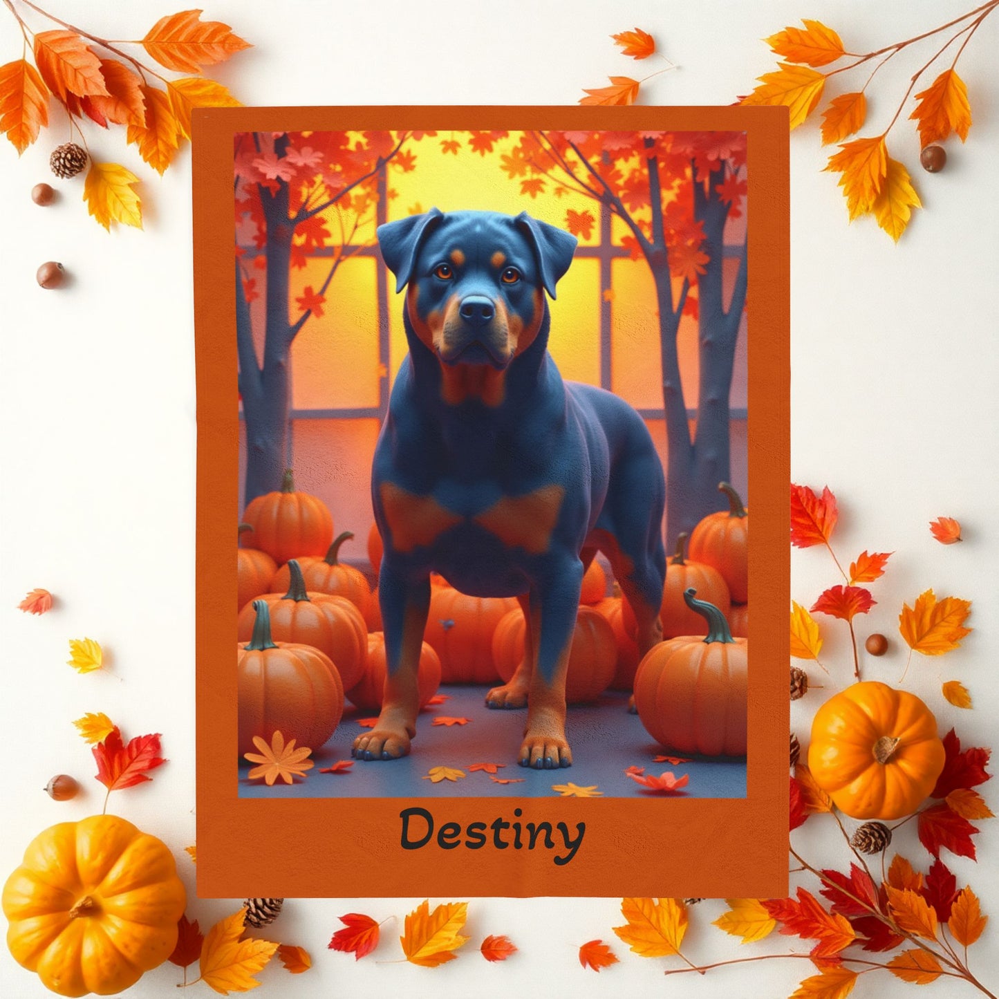 Blue Rottweiler Velveteen Plush Blanket Custom with Name, Cozy Dog Art Throw for Loyal Rottie Fans - MySisterIsASurvivor