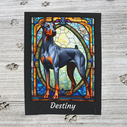 Doberman Blue & Rust Coat Blanket, Personalized Dog Lover Throw, Custom Gift for Humans